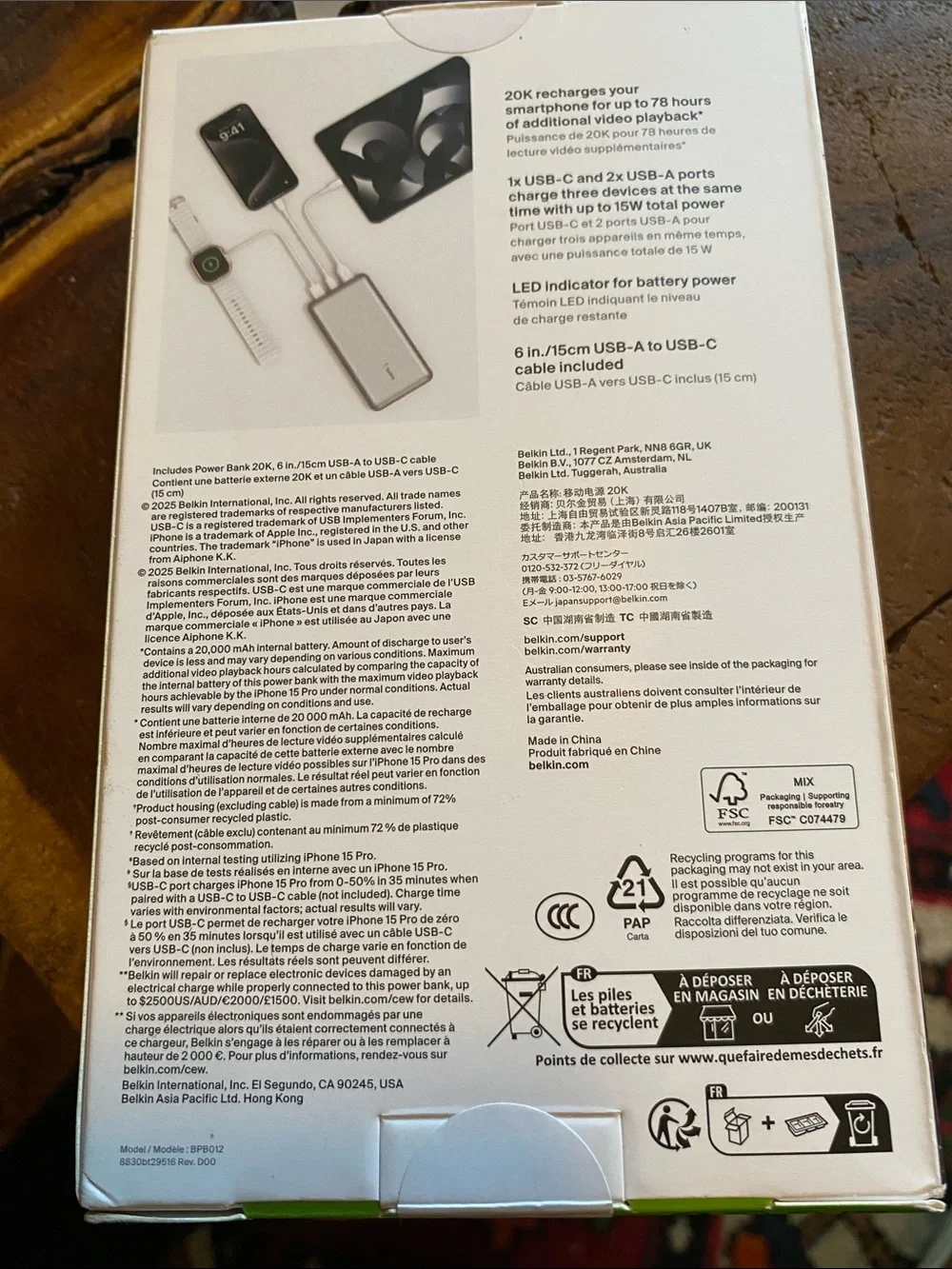 🆕 Portable Power bank Belkin BoostCharge Pro new sealed